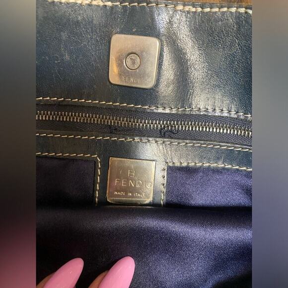 Fendi Tote Bag Zucca Zucchino Monogram FF Logo Brown Canvas Leather Vintage - Picture 12 of 13